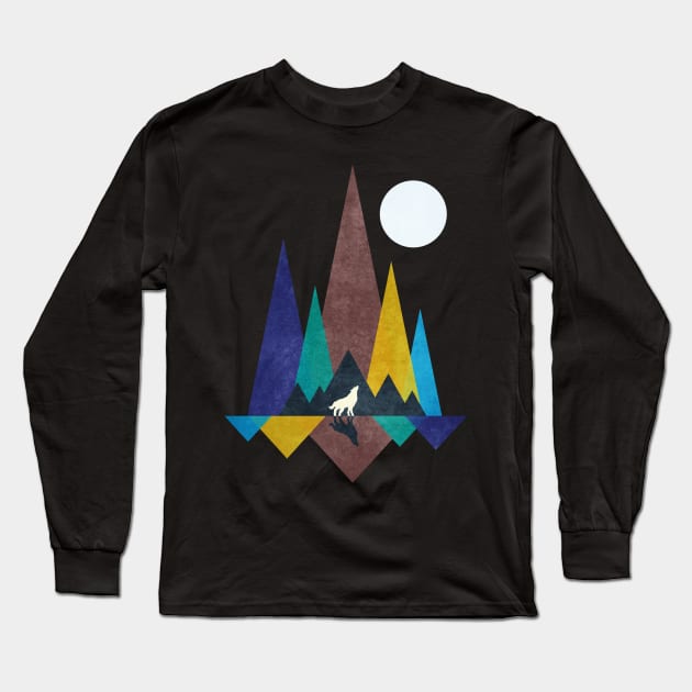 Moon Light Wolf Long Sleeve T-Shirt by ShaDesign